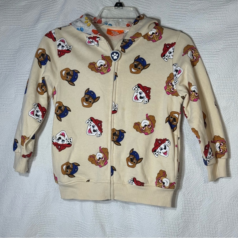 Paw Patrol Boy's Fleece Interior Character Full Zip Hooded Jacket Size 7 Kids